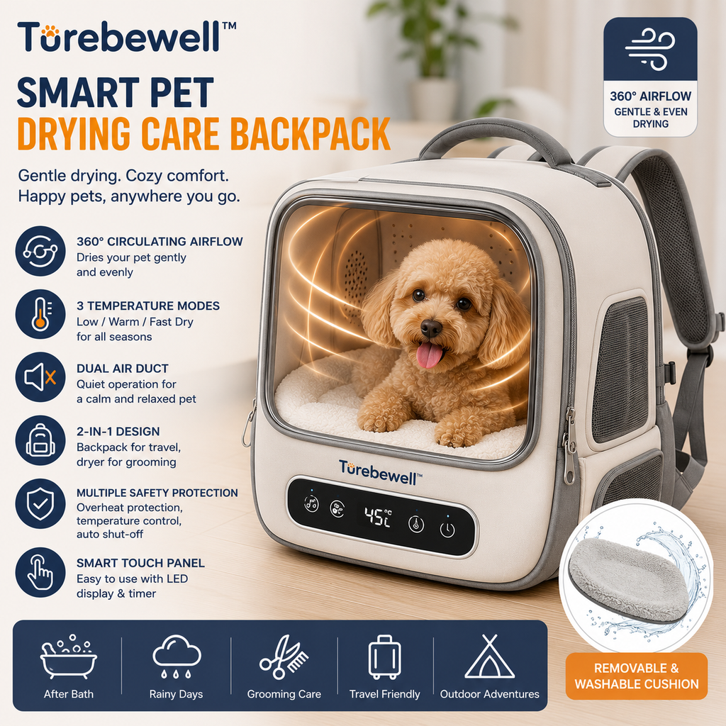 Turebewell™ Smart Pet Drying Care Backpack